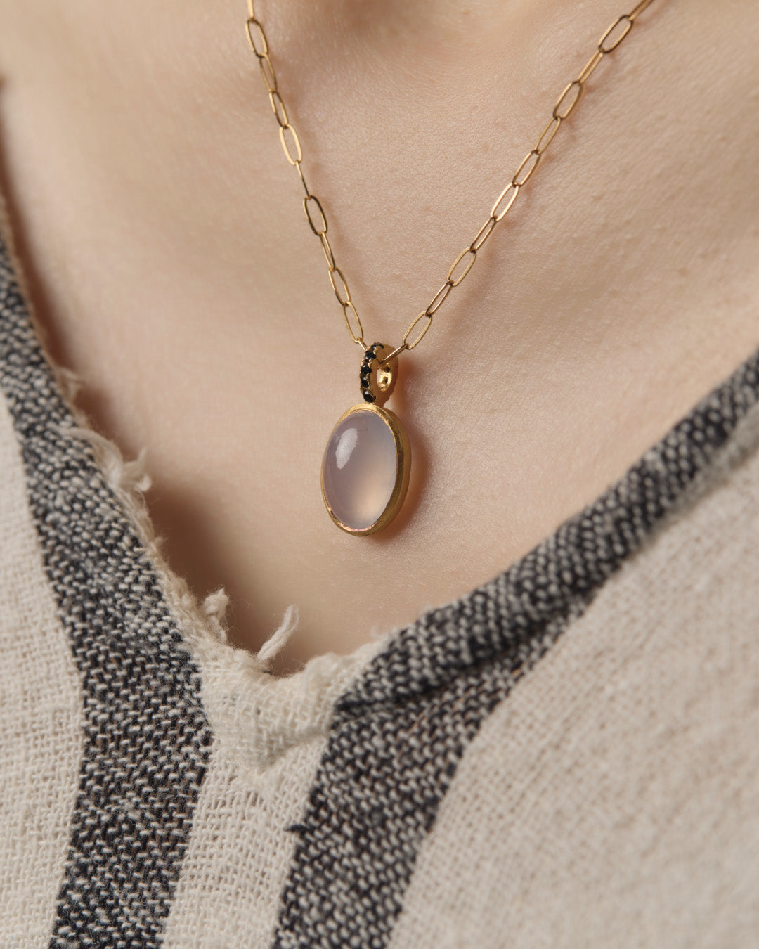 RAW-STONE CHARM - Blue Chalcedony - #N051