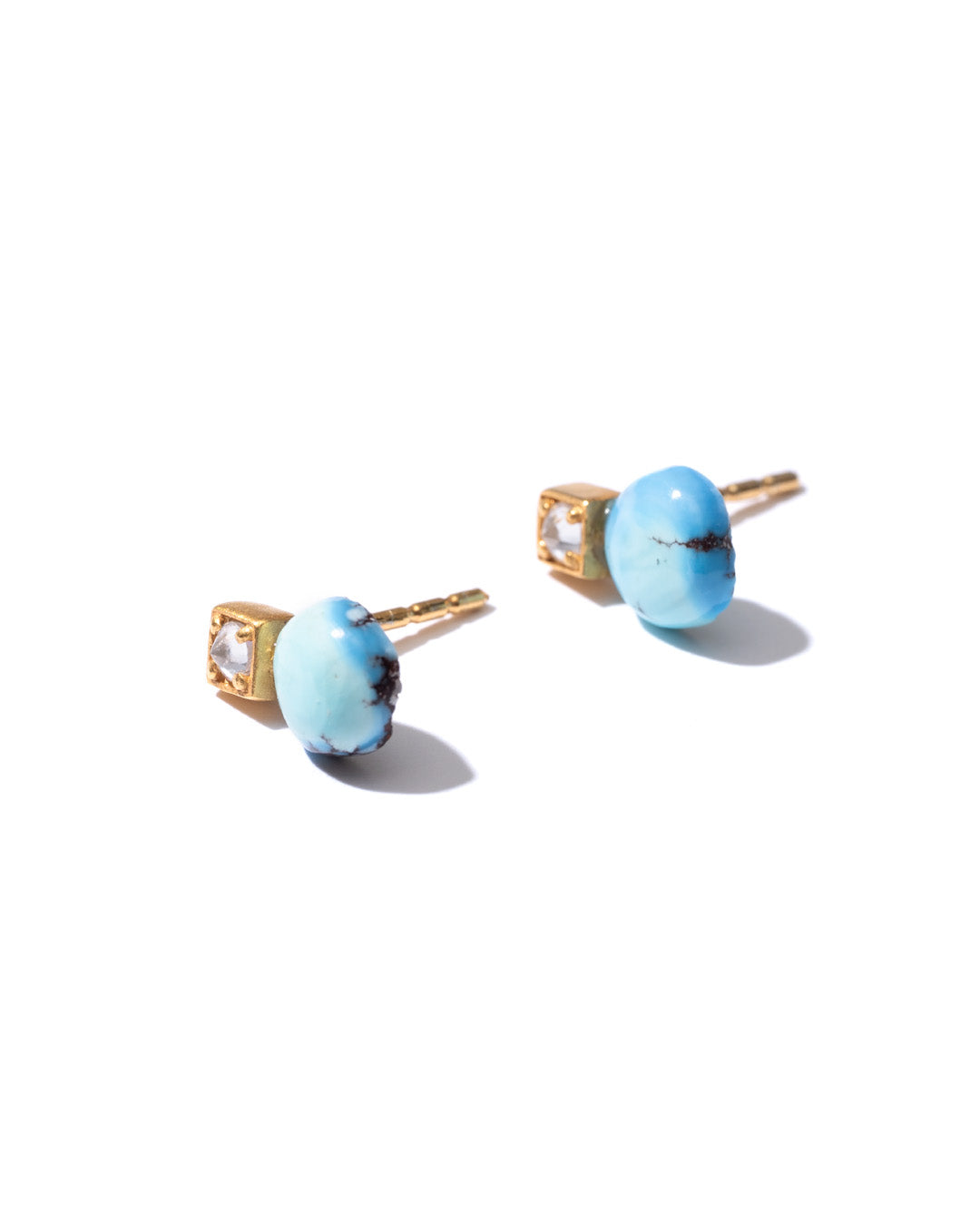 RAW-STONE EARRINGS - Golden Hill Turquoise -  #133