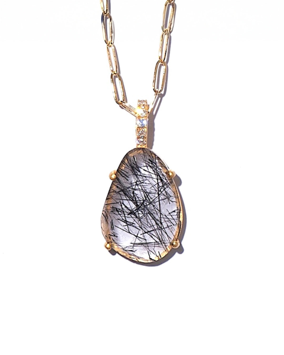 RAW-STONE CHARM - Black Rutileted Quartz -  #229