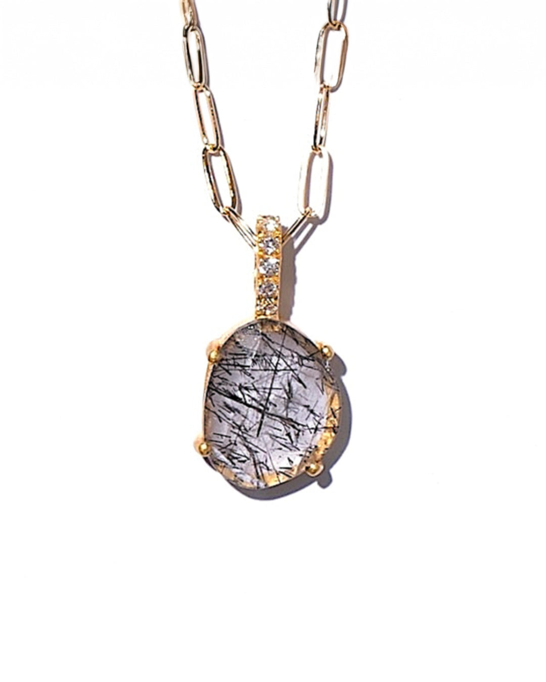 RAW-STONE CHARM - Black Rutileted Quartz -  #230