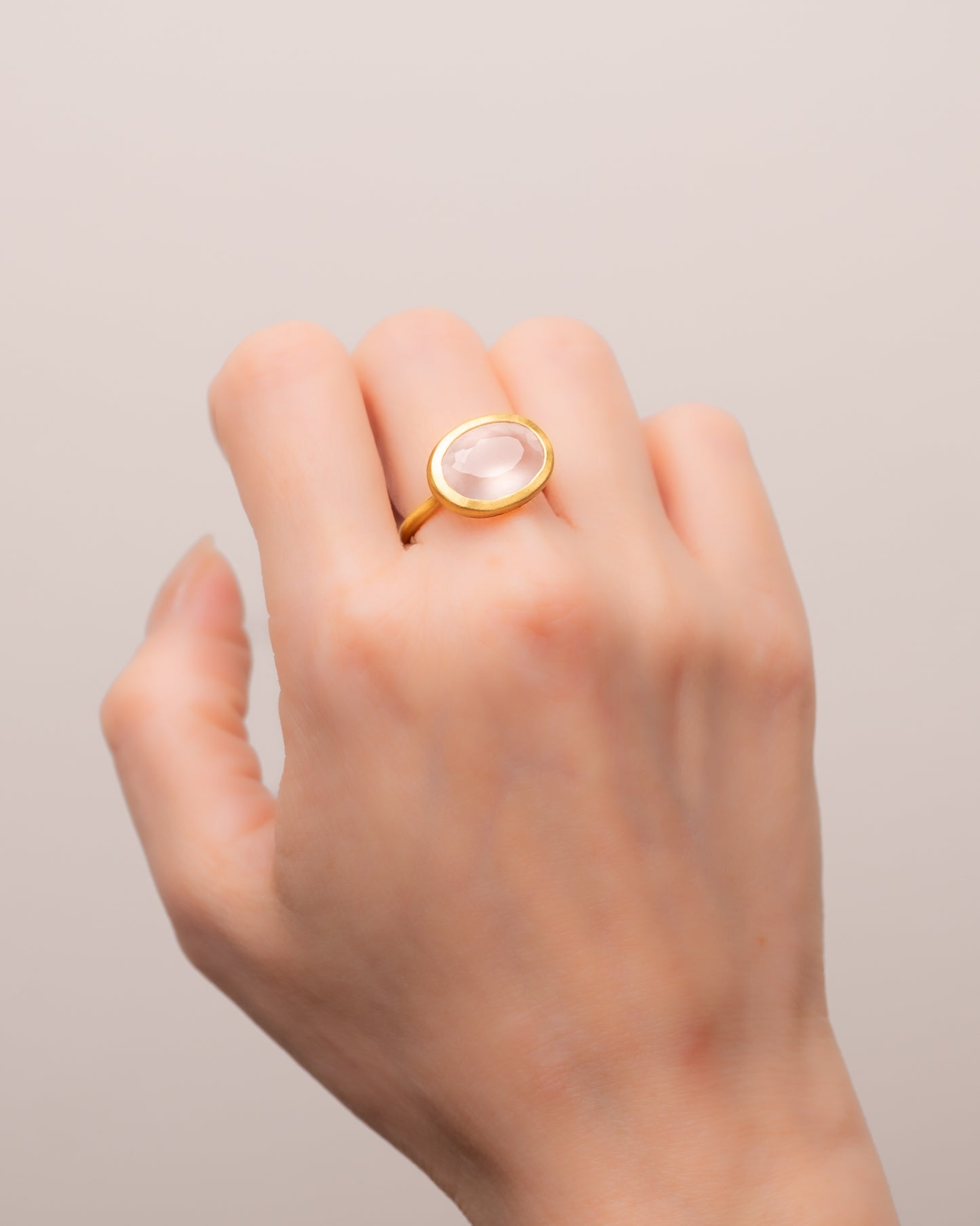 RAW-STONE RING - Rose quartz -  #1633