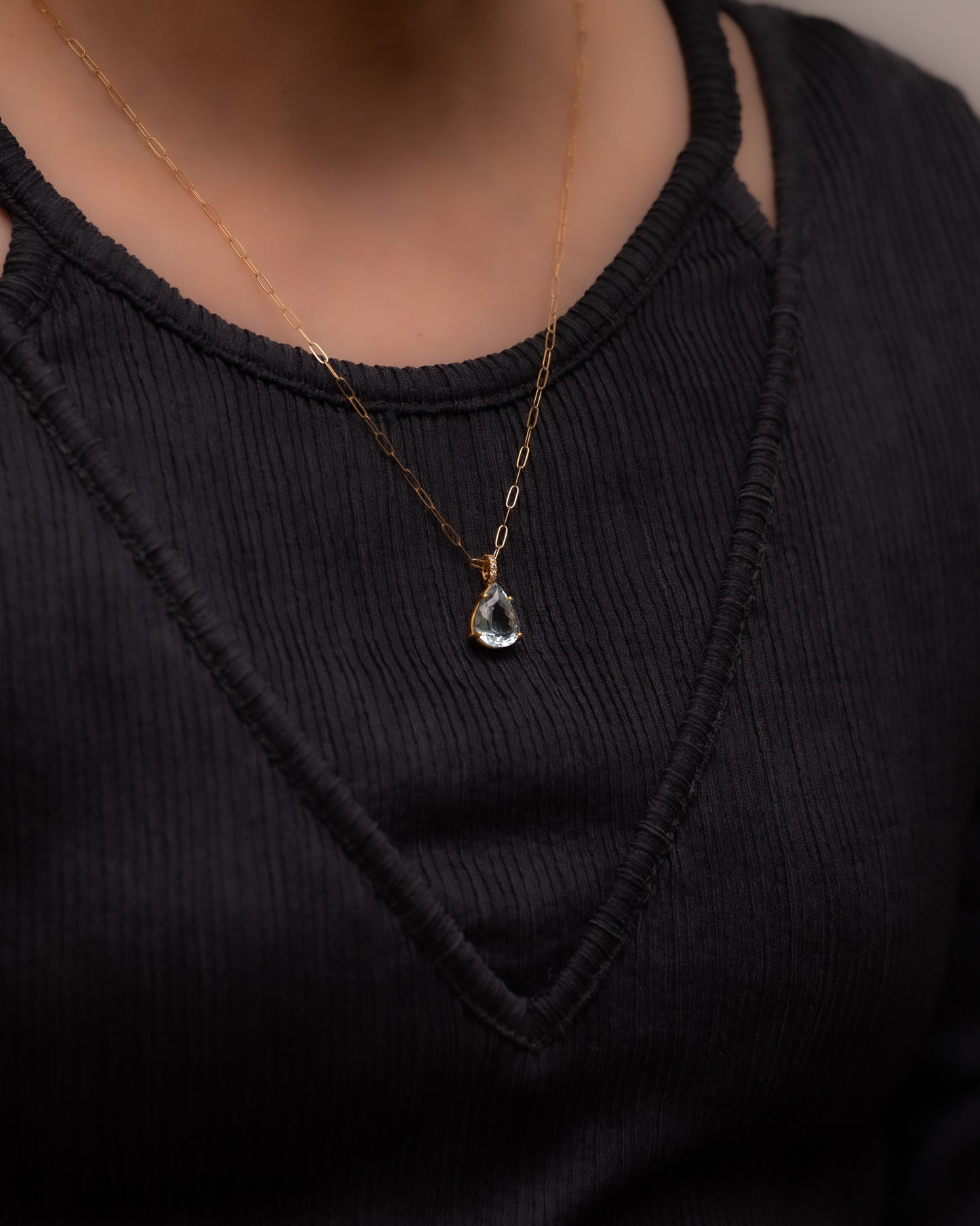 RAW-STONE CHARM - Aquamarine -  #654